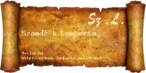 Szamák Lamberta névjegykártya